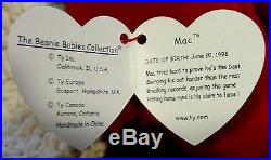 Rare With 3 Errors Vintage 1998 TY Beanie Babies Mac Stuffed Toy Plush Cardinal