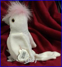 Rare With 7 Errors Vtg 1997 TY Beanie Babies Kuku Stuffed Toy Plush Bird Pink