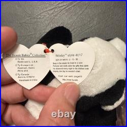 Rare beanie babies with tag errors, Lucky, Smoochy, Roam, Sticky, Scorch, Ants