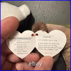 Rare beanie babies with tag errors, Lucky, Smoochy, Roam, Sticky, Scorch, Ants