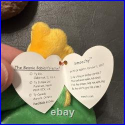 Rare beanie babies with tag errors, Lucky, Smoochy, Roam, Sticky, Scorch, Ants