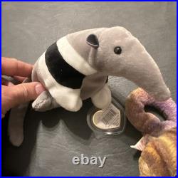 Rare beanie babies with tag errors, Lucky, Smoochy, Roam, Sticky, Scorch, Ants