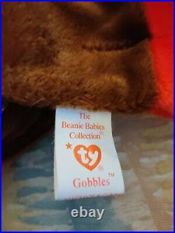 Rare (original) Ty Beanie Baby Gobbles The Turkey 1996 With Several Tag Errors