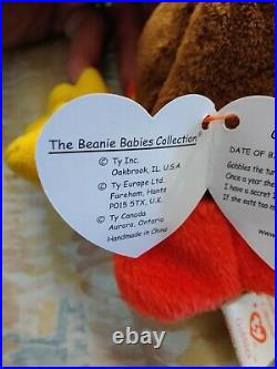 Rare (original) Ty Beanie Baby Gobbles The Turkey 1996 With Several Tag Errors