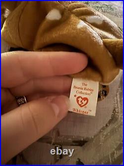 Rare retired Whisper fawn deer beanie baby with Error Tags