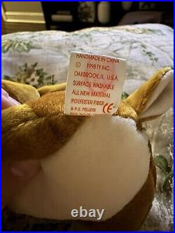 Rare retired Whisper fawn deer beanie baby with Error Tags