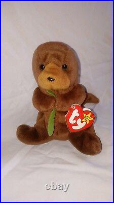 Rare ty beanie babies first edition seaweed the otter