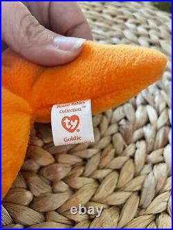 Rare ty beanie baby Goldie the goldfish pvc pellets 1993 tag errors
