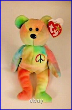 Retied collectable Ty Beanie Babies Peace Bear 1999 beautiful and rare VGC/WT