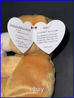 Retired 1998 Ty Beanie Baby Hope the Praying Bear with Rare Tag Errors