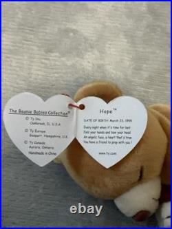 Retired 1998 Ty Beanie Baby Hope the Praying Bear with Rare Tag Errors