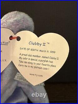 Retired 1999 Ty Beanie Baby Clubby II With Rare Errors Beanie Babies