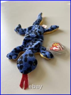Retired Lizzy Lizard TY Beanie Baby 1995 With Errors PVC Pellets Rare