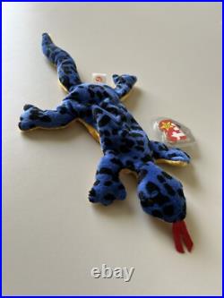 Retired Lizzy Lizard TY Beanie Baby 1995 With Errors PVC Pellets Rare