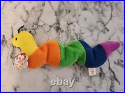 Retired Rare 1995 TY Beanie Baby Inch worm With ERRORS