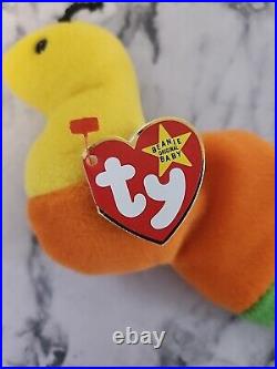 Retired Rare 1995 TY Beanie Baby Inch worm With ERRORS