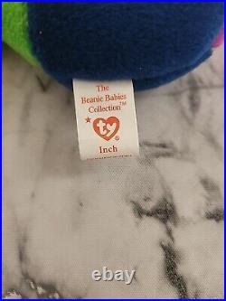 Retired Rare 1995 TY Beanie Baby Inch worm With ERRORS