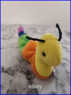 Retired Rare 1995 TY Beanie Baby Inch worm With ERRORS