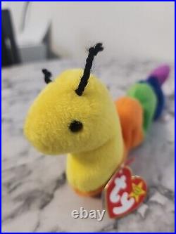 Retired Rare 1995 TY Beanie Baby Inch worm With ERRORS