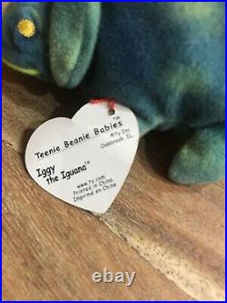 Retired & Rare Ty Teenie Beanie. (iggy The Iguana)
