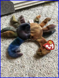 Retired TY BEANIE BABY CLAUDE CRAB RARE 1996 PVC Pellets TAG ERRORS