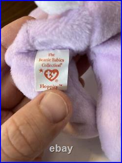 Retired TY Beanie Baby 1996 FLOPPITY Bunny with Multiple Rare Tag Errors