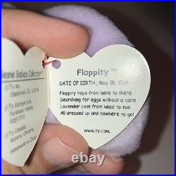 Retired TY Beanie Baby 1996 FLOPPITY Bunny with Multiple Rare Tag Errors