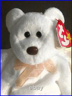 Retired TY HALO Angel Beanie Baby Very Rare with Brown Nose & Errors 1998 NEW MINT