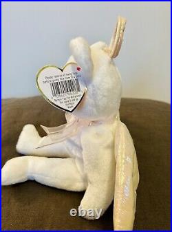 Retired TY HALO the Angel Bear Beanie Baby Very Rare with Brown Nose & Errors 1998