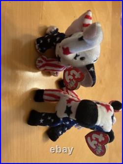 Retired Ty Beanie Babies Righty 2000 & Lefty 2000 WithTag Errors Rare Duo