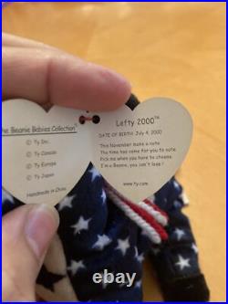 Retired Ty Beanie Babies Righty 2000 & Lefty 2000 WithTag Errors Rare Duo