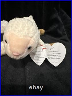 Retired Ty Beanie Baby Ewey The Lamb MINT Tags 1998 RARE Tag Errors