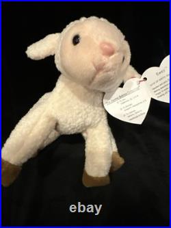 Retired Ty Beanie Baby Ewey The Lamb MINT Tags 1998 RARE Tag Errors