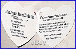 Retired Ty Beanie Baby Valentino Bear Original 4058 PVC Errors 1993 1994 Rare