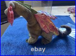 Retired, Vintage, Rare Scorch The Dragon, Ty Beanie Baby Lots Of Errors