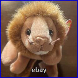 Roary The Lion Ty Beanie Baby 1996 Rare Has PVC Pellets Excellent Condition