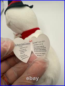 SNOWBALL the Snowman TY Beanie Babies Rare Version-WithHangtag MANY ERRORS