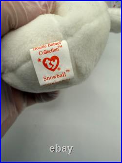 SNOWBALL the Snowman TY Beanie Babies Rare Version-WithHangtag MANY ERRORS