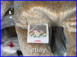 SUPER RARE 1999 Signature Bear Ty Beanie Baby Tag Errors PE Pellets MINT WOW