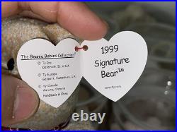 SUPER RARE 1999 Signature Bear Ty Beanie Baby Tag Errors PE Pellets MINT WOW