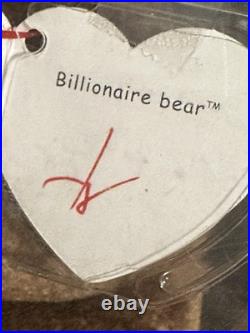 SUPER RARE Billionaire Bear Ty Beanie Baby MWMT MQ SIGNED SEALED with COA