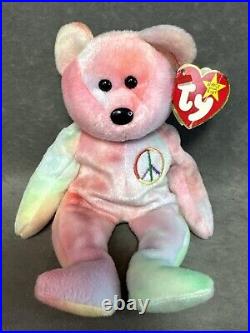 SUPER RARE TY PEACE BEAR BEANIE BABY 1996 With TAG ERRORS READ