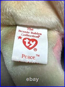 SUPER RARE TY PEACE BEAR BEANIE BABY 1996 With TAG ERRORS READ