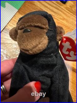 SUPER RARE Ty Beanie Baby Congo 1996 Tush Tag sewing error, Face and Tag errors