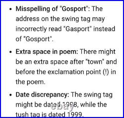 Sammy TY Beanie Baby (Retired) 1998 Mint RARE Hologram Tag TAG ERRORS