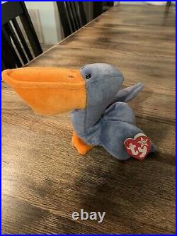 Scoop the Pelican Beanie Baby ERRORS VERY RARE (WHITE STAR TAG) Retired TY 1996