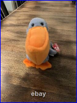 Scoop the Pelican Beanie Baby ERRORS VERY RARE (WHITE STAR TAG) Retired TY 1996