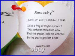 Smoochy The Frog Beanie Baby-rare-retired Mint Red Tongue 1997 Tag Errors New
