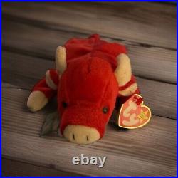 Snort The Red Bull 1995 TY Beanie Baby Extremely RARE & RETIRED PVC Tag Errors