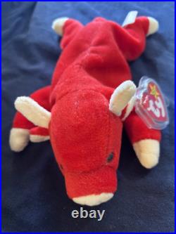 Snort The Red Bull 1995 TY Beanie Baby Extremely RARE & RETIRED PVC Tag Errors